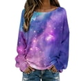 thumbnail image 1 of DHFJKG Sweaters For Women Long Sleeve Shirts Galaxy Printed Lightweight Knit Pullover Ribbed Casual Loose Fit Crewneck Soft Blouse Spring Stylish Tops, 1 of 4