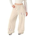 thumbnail image 1 of DHFJKG Sweatpants For Girls Drawstring Waist Track Pants Baseball Bow Printed Wide Leg Athletic Jogger Pants Cozy Trousers, 1 of 9