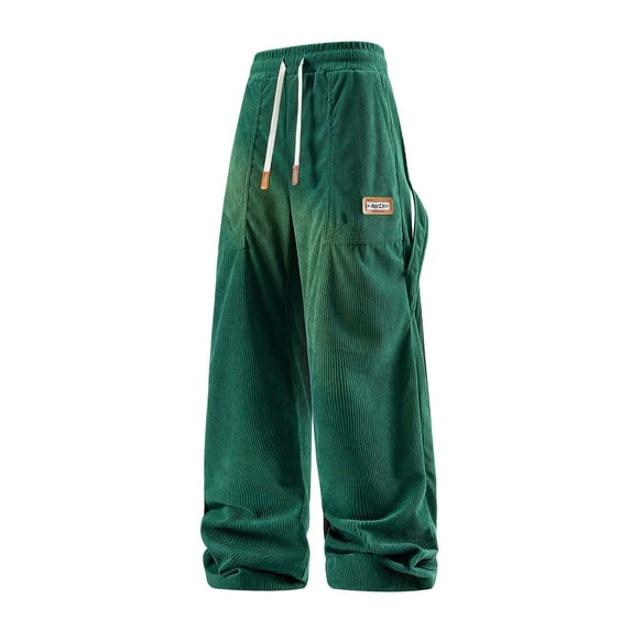 DHFJKG Sweatpants For Men Joggers Corduroy Wide Leg Loose Fit Elastic Waist Pants With Drawstring Trendy Trousers