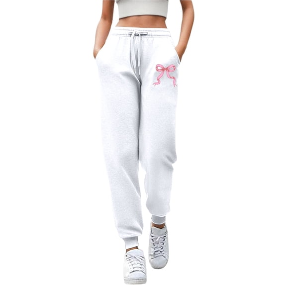 DHFJKG Sweatpants Women Joggers Bowknot Print Athletic Pants Comfortable Elastic Waist Drawstring Soft Ankle-Tied Stylish Trousers