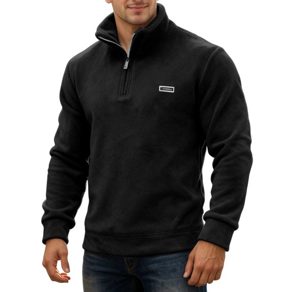 DHFJKG Sweatshirt For Men Quarter Zip Stand Collar Long Sleeve Fuzzy Pullover Thermal Winter Top Streetwear Casual Tops