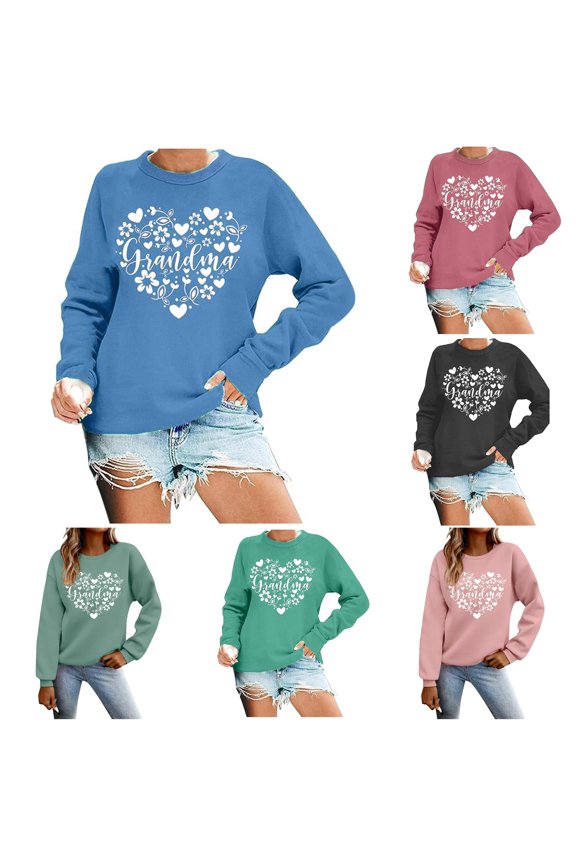 Sweatshirt For Women Long Sleeve Crew Neck Grandma Sweatshirts Pullover Graphic Fall Winter Tops