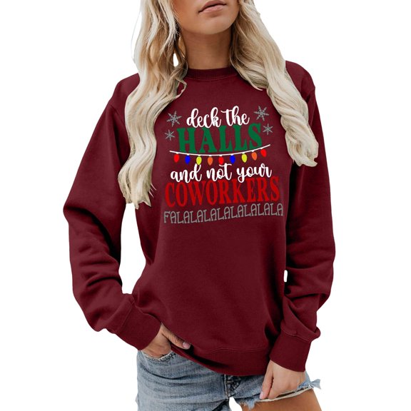 DHFJKG Sweatshirt For Women Long Sleeve Shirts Funny Letter Printed Pullover Casual Shirt Blouse Daily Wear Tunic Versatile Tops