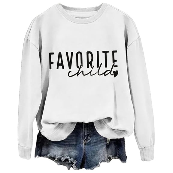 DHFJKG Sweatshirt For Women Loose Pullover Long Sleeve Shirts Letter Printed Round Neck Casual Classic Tops