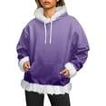thumbnail image 1 of DHFJKG Sweatshirt For Women Fuzzy Trim Pocket Long Sleeve Hooded Drawstring Sweatshirt Casual Pullover Warm Winter Top Outerwear Streetwear Comfort Tops, 1 of 5