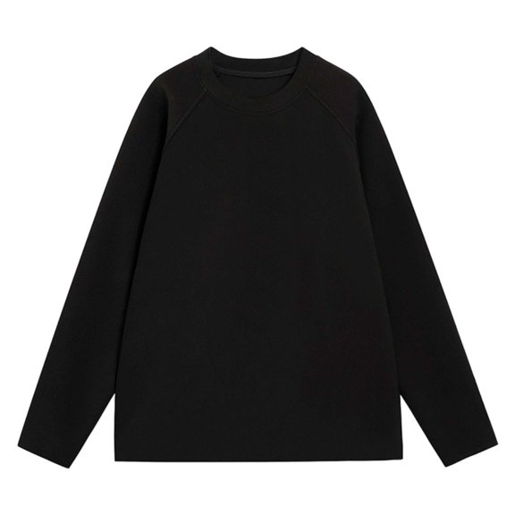 DHFJKG Sweatshirt For Women Thermal Round Neck Plus Size Loose Fit Raglan Sleeve T-Shirt Casual Solid Color Winter Warm Basic Tee Pullover Comfort Tops