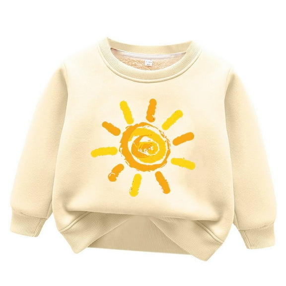 DHFJKG Sweatshirts Child Boys Girls Cartoon Sun Cute Printed Round Neck Sweatshirts Thickened Warm Sports Top Long Sleeve Cozy Tops
