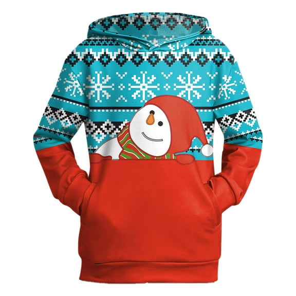 DHFJKG Sweatshirts Child Toddler Boys Girls Christmas Long Sleeve Cartoon Snowman Prints Warm Hoodie Pullover Tops Kids Round Neck Comfort Tops