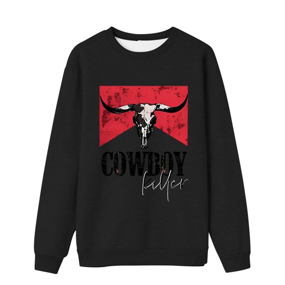 DHFJKG Sweatshirts For Women Funny Print Round Neck Long Sleeve Loose Fit Pullover Casual Daily Wear Streetwear Comfortable Tops