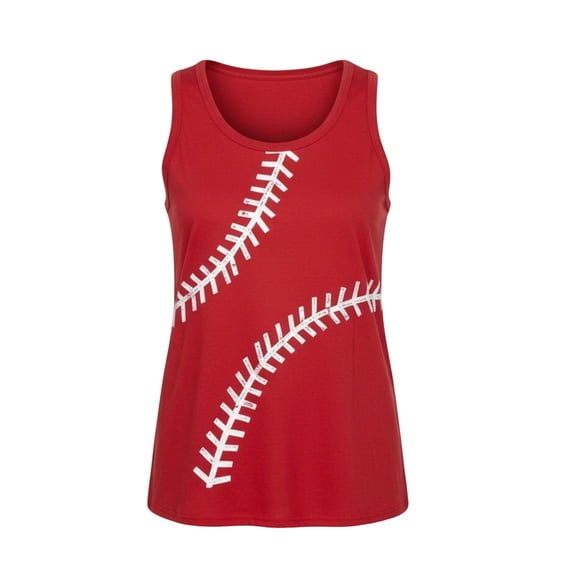 DHFJKG Tank Tops For Women Baseball Print Loose Fit Scoop Neck Sleeveless Graphic Tee Summer Casual Daily Wear Trendy Top