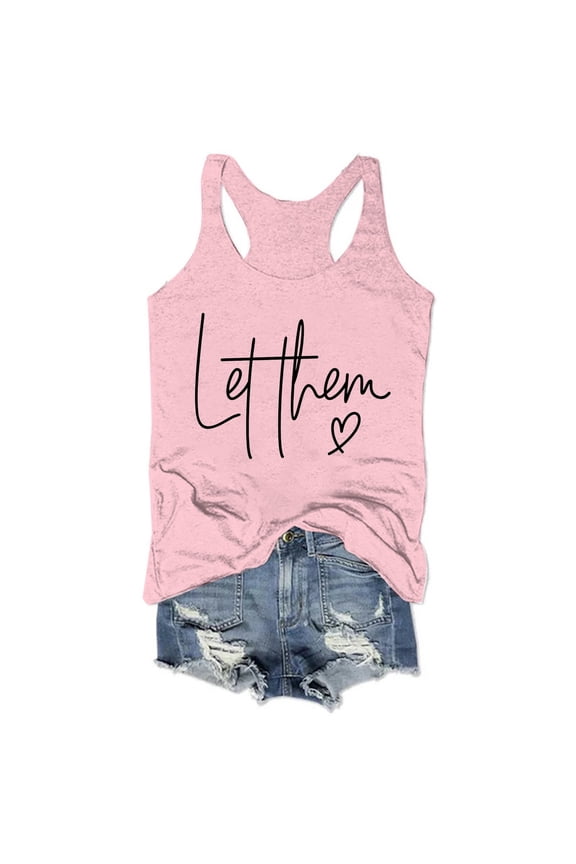 Tank Tops For Women Sleeveless Letter Shirts Casual Crew Neck Loose Fit Graphic Tee Soft Daily Wear Soft Top
