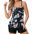 thumbnail image 1 of DHFJKG Tankini Swimsuits For Women Floral Print 2 Piece Swimwear Set Adjustable Straps Swim Tank Top With Boyshorts Bottom Holiday Beachwear, 1 of 9