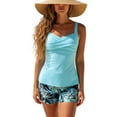 thumbnail image 1 of DHFJKG Tankini Swimsuits For Women Two Piece Bathing Suit Adjustable Straps Slim Fit Ribbed Tankini Top With Shorts Versatile Beachwear, 1 of 5