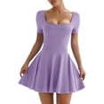 thumbnail image 1 of DHFJKG Tennis Dresses For Women With Built in Shorts Side Pockets Athletic Dress Summer Short Sleeve Square Neck Fitness Golf Workout Dress Versatile Dresses, 1 of 7