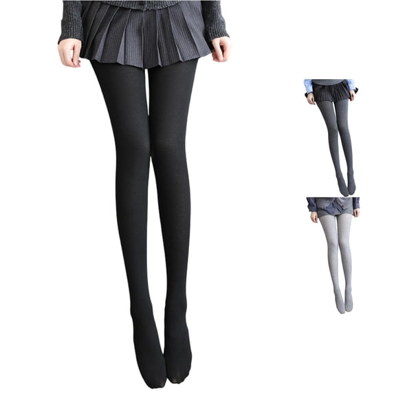 DHFJKG Thermal Tights For Women, Fuzzy Lining Winter High Waisted Ribbed Pantyhose, Warm Footed Leggings For Women