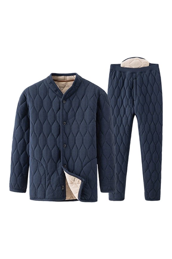 Thermal Undershirts For Men 2 Piece Set Padded High Neck Jacket And Slim Fit Pants Loungewear Winter Gear Cozy Outfit