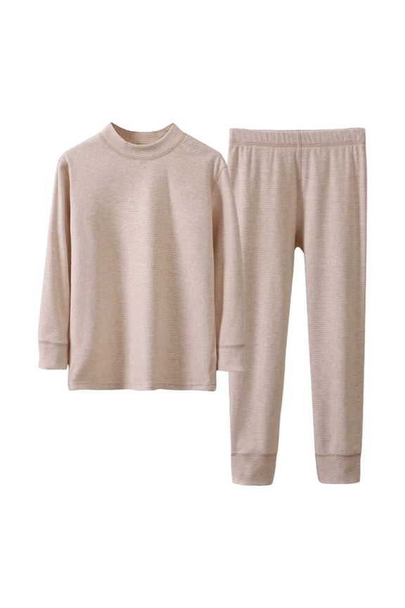 Thermal Underwear For Kids Long John Set Long Sleeve Crew High Neck Top Bottoms Winter Base Layer For Child Teen 5-15 Years Old Leisure Outfit