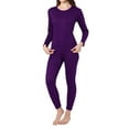 thumbnail image 1 of DHFJKG Thermal Underwear For Women Long Johns Base Layer Cold Weather Insulated Set Solid Color Slim Fit Scoop Neck Top Bottom Cozy 2 Piece Sets, 1 of 3