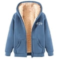 thumbnail image 1 of DHFJKG Thickened Hooded Jacket For Women Winter Warm Lined Zipper Coat With Pockets And Drawstring Outdoor Cold Weather Coats Classic Jackets, 1 of 4