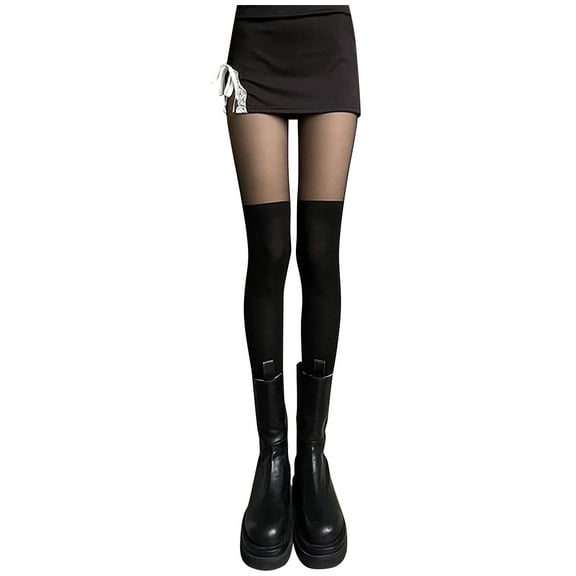 DHFJKG Tights For Women Patchwork Pantyhose Solid Color Sexy Mesh Sheer Stockings High Waist Tummy Control Leggings