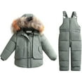 thumbnail image 1 of DHFJKG Toddler 2-Piece Snowsuit Boys Girls Hooded Puffer Zipper Coat And Snow Bib Pants Outfit 1-5 Years Thickened Comfort Ski Suit, 1 of 3