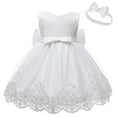 thumbnail image 1 of DHFJKG Toddler Baby Ball Gowns Formal Prom Lace Trim Sleeveless Tutu Mesh Dress With Bowknot Headband 2PCS Set Infant Wedding Soft Dresses, 1 of 2