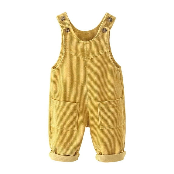 DHFJKG Toddler Boy Girl Corduroy Overalls Adjustable Straps Convenient Snap Closure Solid Color Jumpsuits With Pockets Casual Playwear Winter Casual Pants