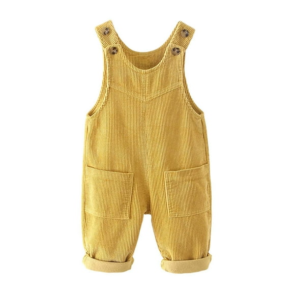 DHFJKG Toddler Boy Girl Corduroy Overalls Adjustable Straps Convenient Snap Closure Solid Color Jumpsuits With Pockets Casual Playwear Winter Soft Pants