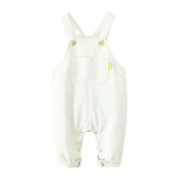 DHFJKG Toddler Boy Girl Denim Overalls Jeans Convenient Snap Closure Solid Color Jumpsuits With Pocket Casual Playwear Winter Comfort Pants