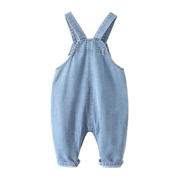 DHFJKG Toddler Boy Girl Denim Overalls Jeans Convenient Snap Closure Solid Color Jumpsuits With Pocket Casual Playwear Winter Cozy Pants