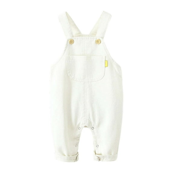DHFJKG Toddler Boy Girl Denim Overalls Jeans Convenient Snap Closure Solid Color Jumpsuits With Pocket Casual Playwear Winter Cute Pants