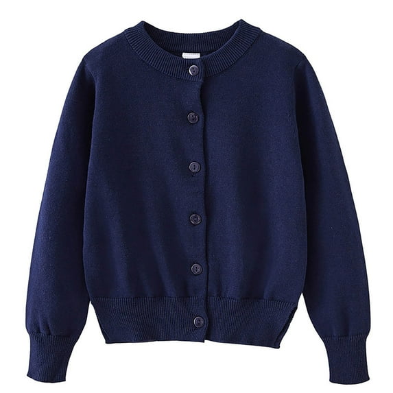 DHFJKG Toddlers Child Boys Girls Knitted Cardigan Sweater Long Sleeve Button Front Solid Color Warm Knit Jacket For 1-14 Years Old Versatile Outwear