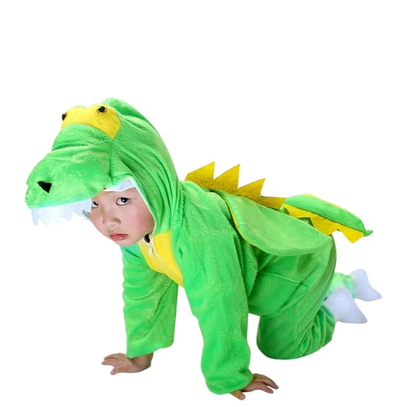 DHFJKG Toddlers Kids Animal Onesie Plush Hooded Long Sleeve Zipper Jumpsuit For Boys Girls Performance Stage Play Party Outfit Cozy One-Pieces