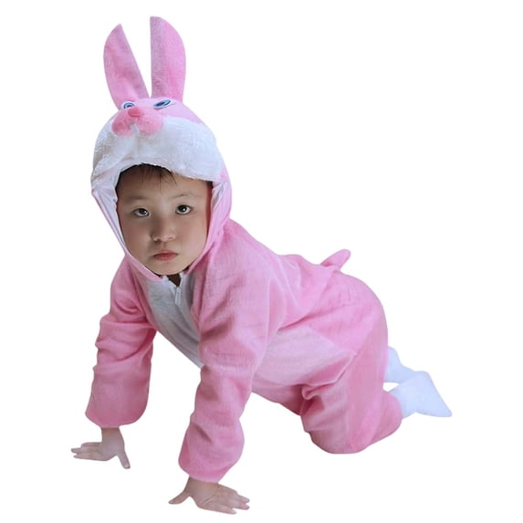 DHFJKG Toddlers Kids Animal Onesie Plush Hooded Long Sleeve Zipper Jumpsuit For Boys Girls Performance Stage Play Party Outfit Soft One-Pieces