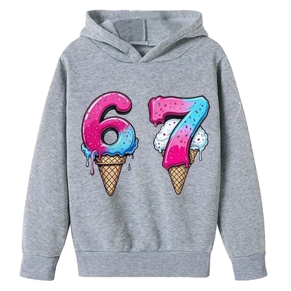 DHFJKG Toddlers Kids Hoodies 67 Shirt Unisex Soft Long Sleeve Sweatshirt Ice Print Hooded Pullover Boys Girls Comfortable Trendy Tops
