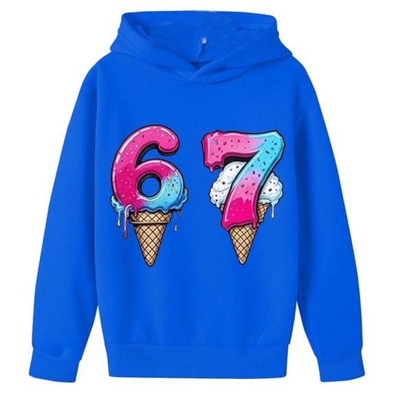 DHFJKG Toddlers Kids Hoodies 67 Shirt Unisex Soft Long Sleeve Sweatshirt Ice Print Hooded Pullover Boys Girls Comfortable Trendy Tops