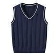 thumbnail image 1 of DHFJKG Toddlers Kids Knit Sweater Vest Jacquard V Neck Sleeveless Loose Fit Preppy Style Layering Pullover Cozy Tops, 1 of 3