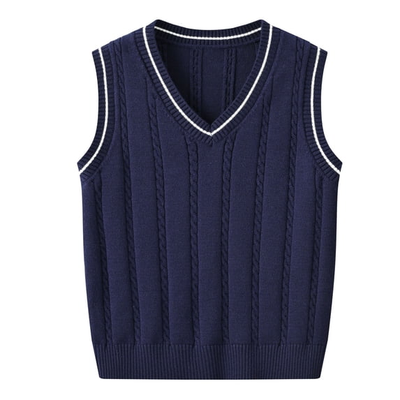 DHFJKG Toddlers Kids Knit Sweater Vest Jacquard V Neck Sleeveless Loose Fit Preppy Style Layering Pullover Cozy Tops