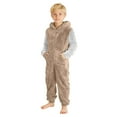 thumbnail image 1 of DHFJKG Toddlers Kids Winter Flannel Hooded Jumpsuit Warm Fluffy Color Block Long Sleeve Zipper Ankle-Tied Onesie With Pockets For Boys Girls 1-12 Years Old Fall Winter Soft One-Pieces, 1 of 4