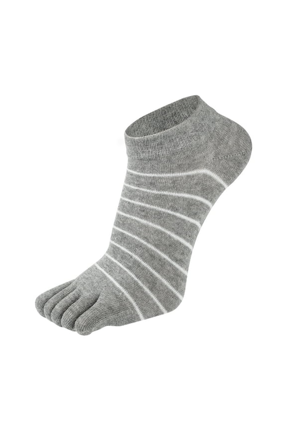 Toe Socks For Women 5 Pairs Five Finger Striped Breathable Crew Socks Low Cut Sports Sock