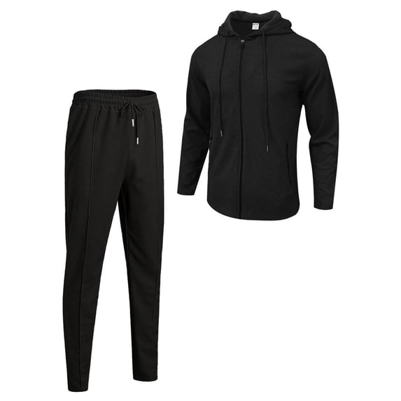 DHFJKG Tracksuit 2 Piece Set For Men Zip Up Hoodies Casual Loose Fit Plus Size Pockets Zipper Jacket Joggers Pants Athletic Streetwear Classic Outfit