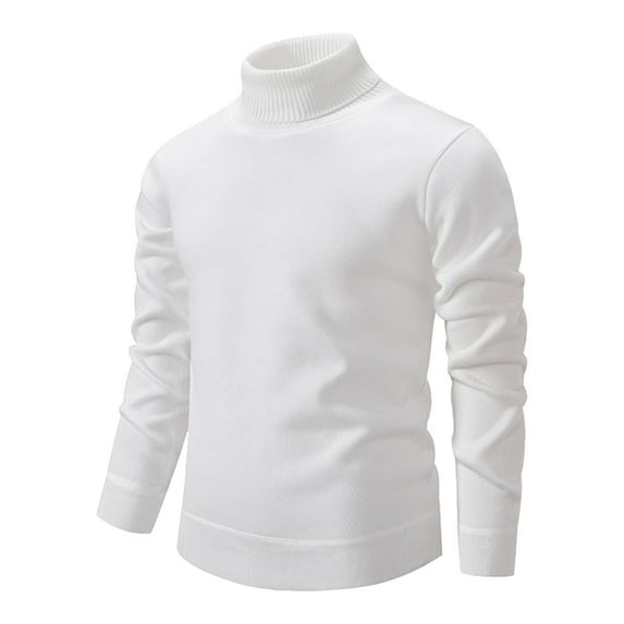 DHFJKG Turtleneck Knitted Sweater Mens Slim Fit Solid Color Long Sleeve Knitwear Pullover Tops With Ribbing Edge Keep Warm Cozy Jumper Tops