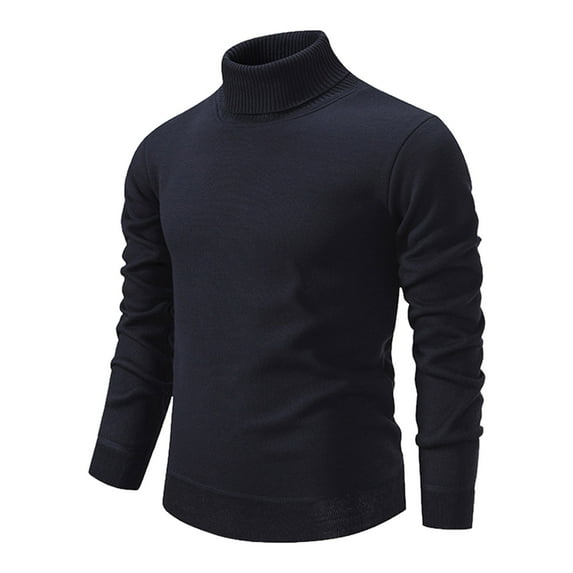 DHFJKG Turtleneck Knitted Sweater Mens Slim Fit Solid Color Long Sleeve Knitwear Pullover Tops With Ribbing Edge Keep Warm Cozy Jumper Tops