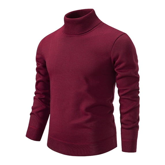 DHFJKG Turtleneck Knitted Sweater Mens Slim Fit Solid Color Long Sleeve Knitwear Pullover Tops With Ribbing Edge Keep Warm Leisure Jumper Tops