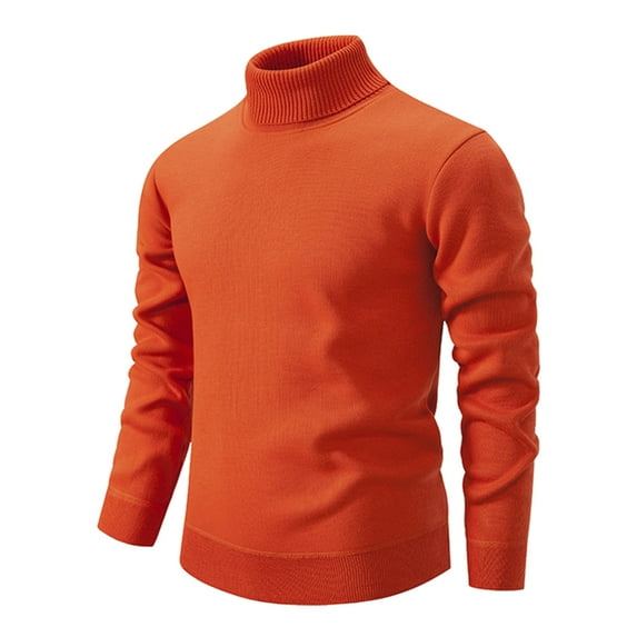 DHFJKG Turtleneck Knitted Sweater Mens Slim Fit Solid Color Long Sleeve Knitwear Pullover Tops With Ribbing Edge Keep Warm Soft Jumper Tops