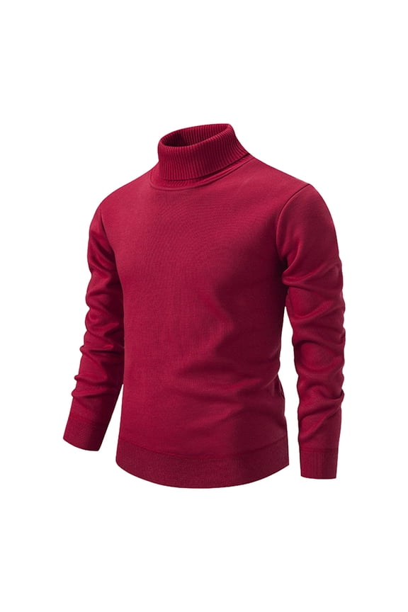 Turtleneck Knitted Sweater Mens Slim Fit Solid Color Long Sleeve Knitwear Pullover Tops With Ribbing Edge Keep Warm Versatile Jumper Tops