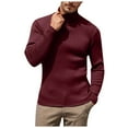 thumbnail image 1 of DHFJKG Turtleneck Solid Color Ribbed Sweater Mens Base Layer Top Slim Fit Solid Color Business Casual Dress Knitwear Keep Warm Long Sleeve Comfort Jumper Tops, 1 of 4