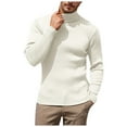 thumbnail image 1 of DHFJKG Turtleneck Solid Color Ribbed Sweater Mens Base Layer Top Slim Fit Solid Color Business Casual Dress Knitwear Keep Warm Long Sleeve Versatile Jumper Tops, 1 of 4