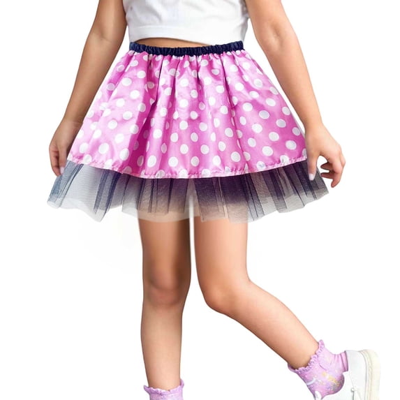 DHFJKG Tutus For Girl Tulle Skirts Polka Dot Carnival Dance Party Ballet Mini Mesh Patchwork Skirts Soft Skirt