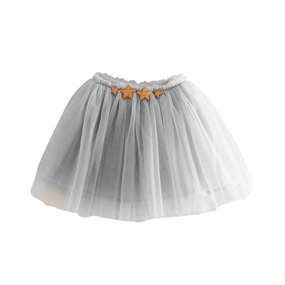 DHFJKG Tutus For Girls Skirts Layered Ballet Tulle Star Applique Kids Dance Party Flowy Mini Mesh Skirt Soft Skirt